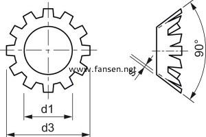 DIN6797V SERRATED COUNTERSUNK LOCK WASHER EXTERNAL GEAR TYPE V 內(nèi)鋸齒鎖緊墊圈（V型）